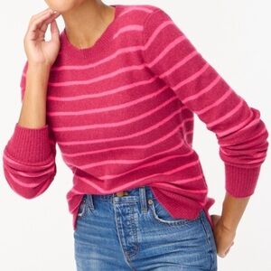 J. Crew Extra Soft Knit Sweater in Burgundy Magenta Pink Stripe